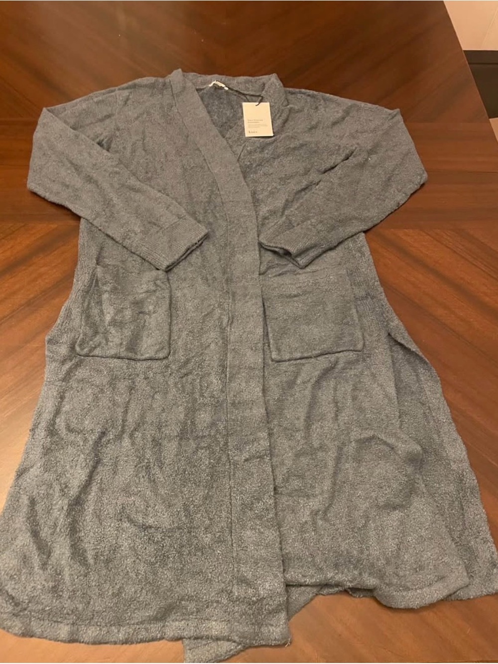Knix Cozzzy Long Open-Front Cardigan in blue/grey M